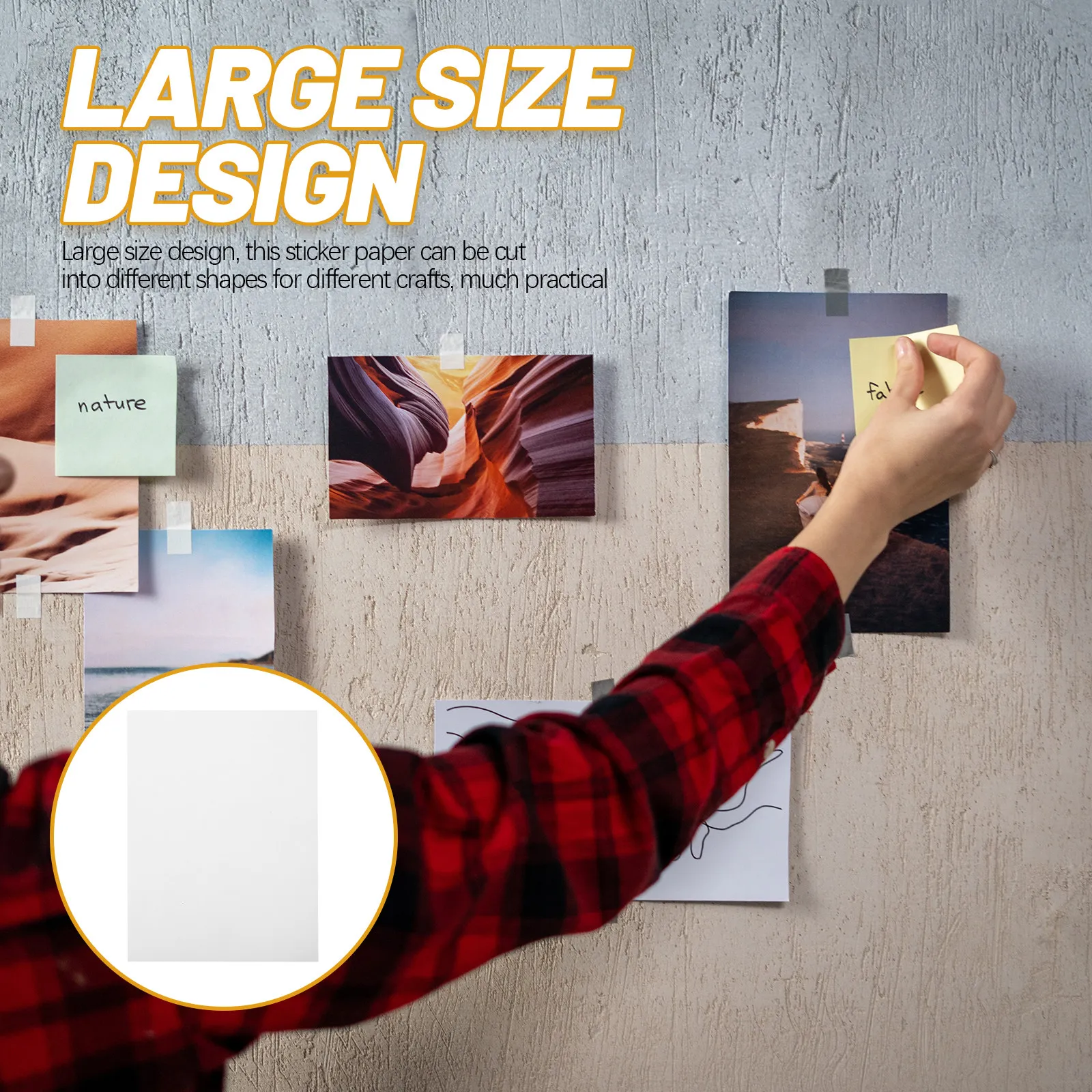 

10 Sheets A4 Double Sided Tape Sheet Easy Cut Large Size Craft Sticker Paper for Posters Photos Gift Wrapping Office