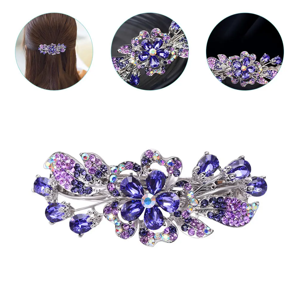 

Rhinestones Hair Barrettes Back Hair Clips Ponytail Holders Styling Accessories for Women Girls Special Occasion Daily Use