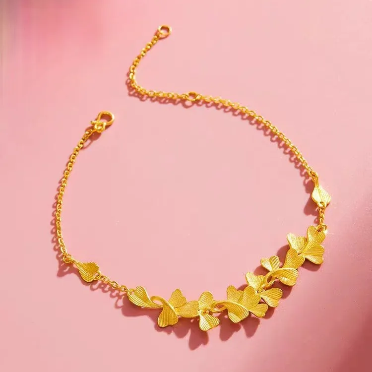 

Real 14K Gold Color Bangles Jewelry for Women Bride Wedding Gold Color Trendy Bangles Bracelet Females Gifts