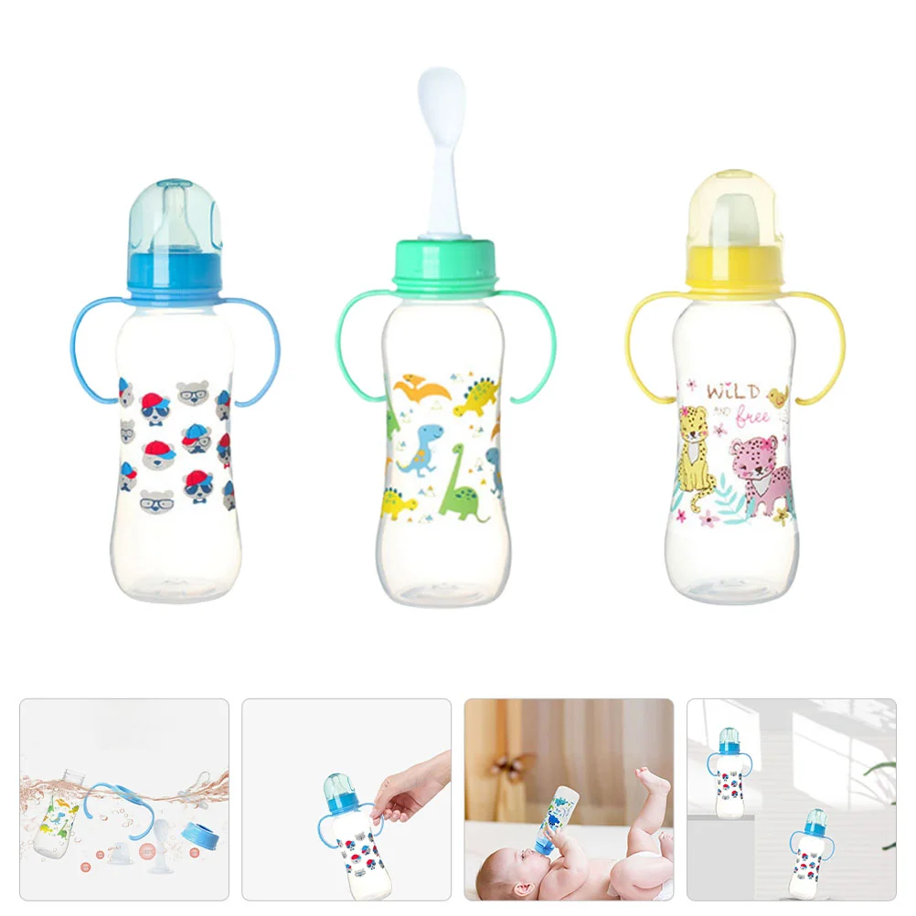 3 Pcs Feeding Bottle Kids Milk Drinking Bottles Portable Newborn Plastic Toddler Cups Child