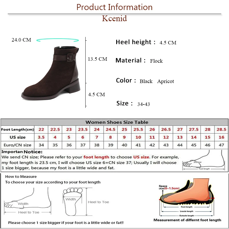 Kcenid 2024 Women Cow Suede Leather Ankle Boots Winter Round Toe Party Shoes Woman Square Heel Chelsea Boots Sexy Square Button