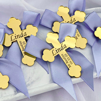 30pcs Personalized Engraved Gold Mirror Acrylic Cross Grail Baby Wedding Table Centerpieces Holy Communion Baptist Cross Baptism