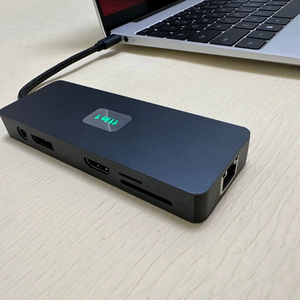 Imagem -06 - Tebe 11 em Mst Usb-c Hub Tipo-c para Hdmi-adaptador dp Vga Gigabit Ethernet 10gbps Usb 3.2 3.5 mm Aux Docking Station Hub Divisor