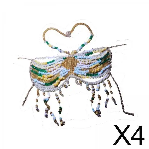 

4x Women Body Chain Bra Necklaces Bra Chain for Fancy Dress Holidays Carnivals