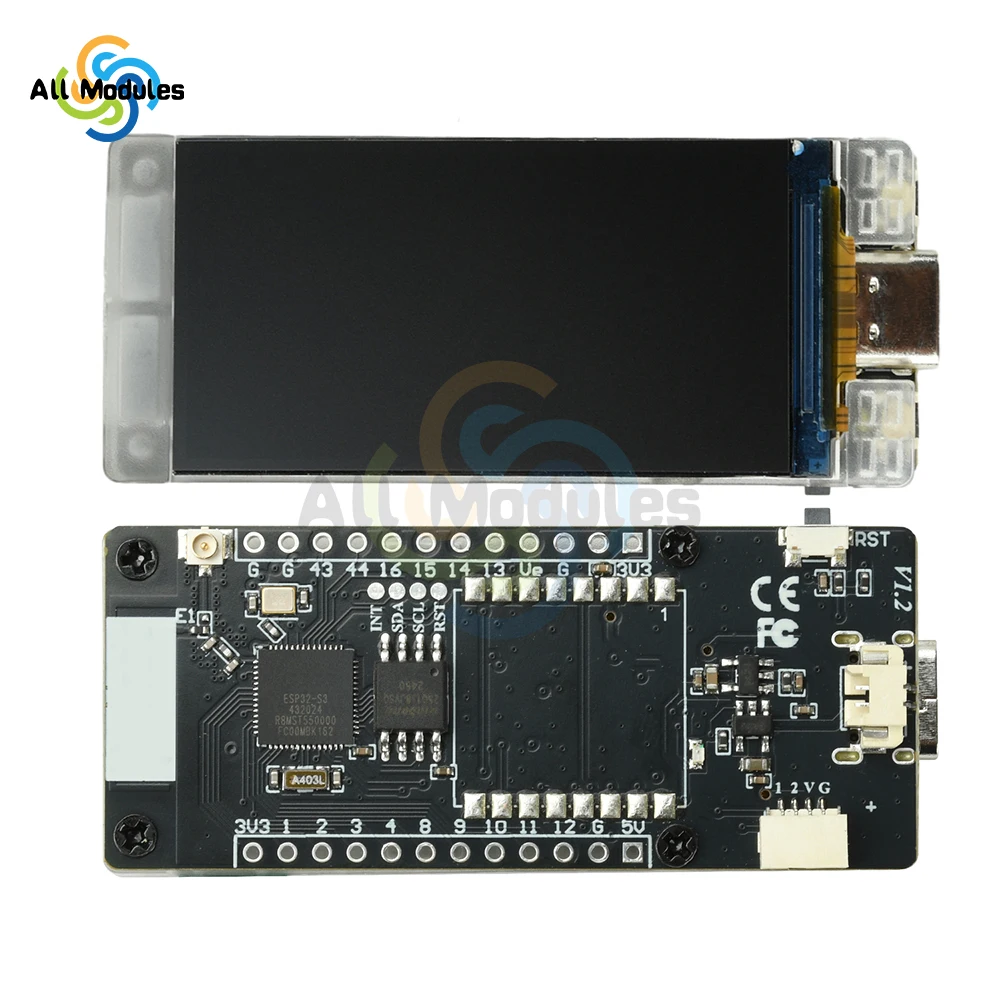 لوحة تطوير ESP32-R8 مع شاشة TFT مقاس 1.9 بوصة - وحدة T190 لحساب معدل التجزئة (388 كيلو هرتز/ثانية) WiFi BT & Type-C #3