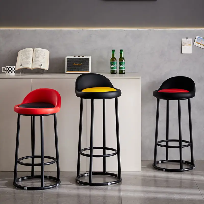 

Modern Back Bar Stool Kitchen Minimalist Classic Sustainable High Bar Stools Dining Brown Black Sillas Barra Counter Chair