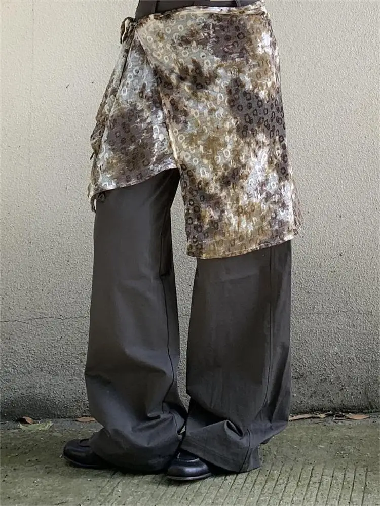 

Ретро-апокалиптическая градиентная юбка-смок с поясом, женская модная верхняя одежда на все сезоны, юбка-миди А-силуэта с высокой талией