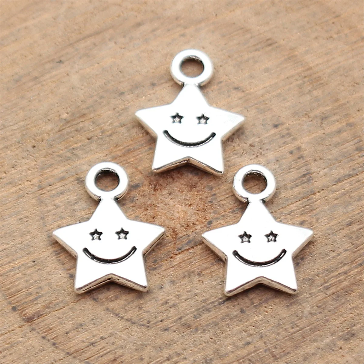 40Pcs 11*8.6mm Alloy Sliver Color Star Smile Face Charms For Jewelry Making DIY Bracelet Necklace Earrings Handmade 1 sold by