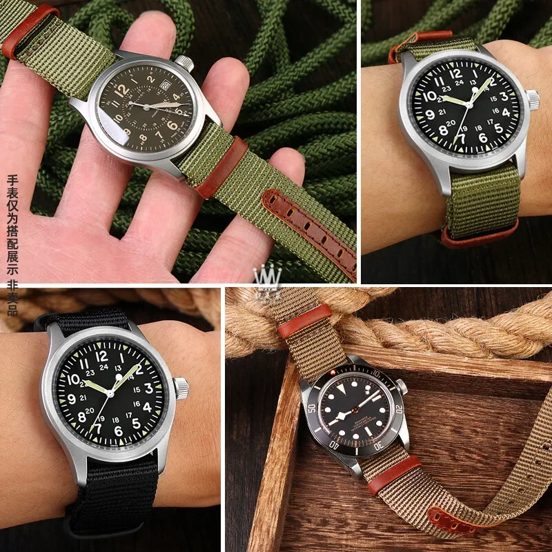 For Hamilton Black Blue Army Green Field Battle Sonic H69439931 Nylon Canvas Watch Strap Men\'s Outdoor Safety 22 20mm Watchbands