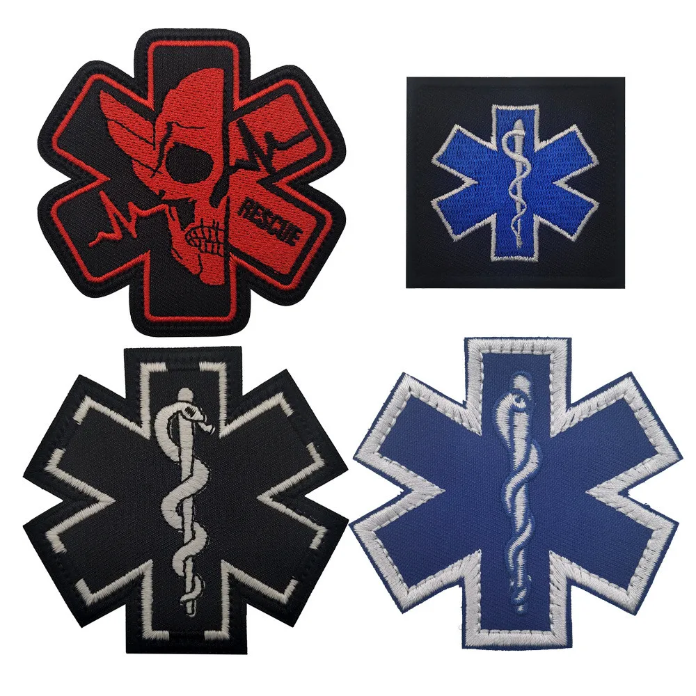 EMT Star of Life Embroidery Patch Paramedic Medic Medical Aid Cross Military Patches Emblem Emergency Rescue Embroidered Badge