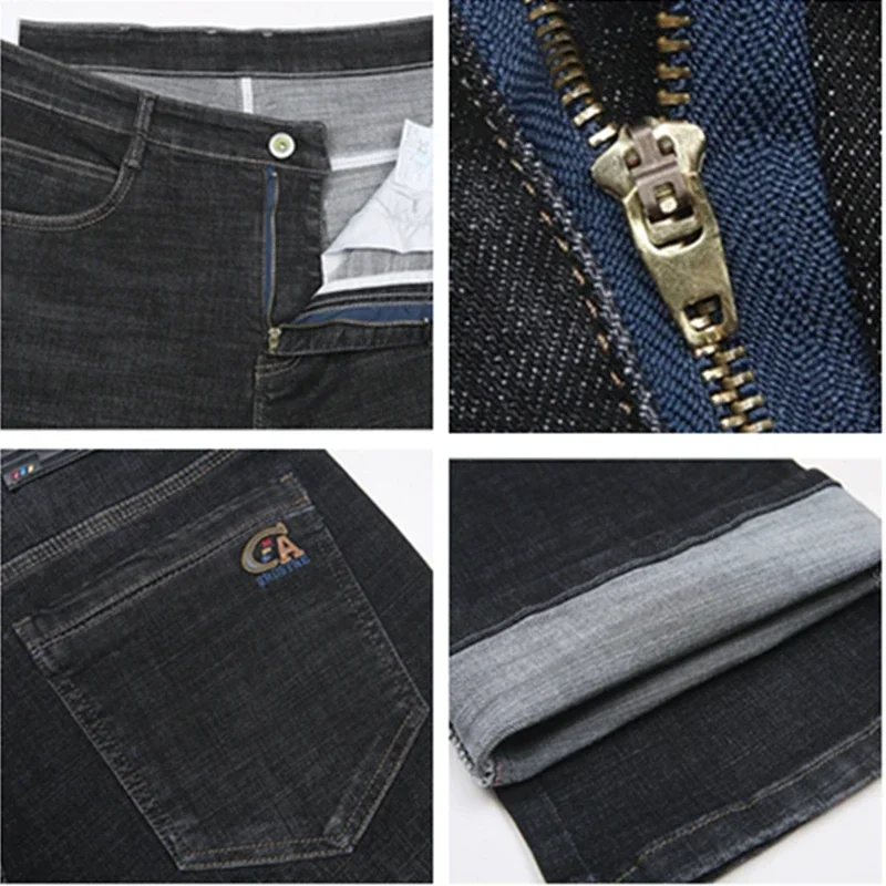 Estate sottile alto uomo Slim Fit 118CM lungo vita alta nero oversize allungato 130KG pantaloni Plus Size 46 44 42 pantaloni in Denim