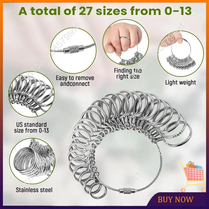 MSOR-Ring Sizer Mandrel Measuring Tool With 27 Pcs Circle Models, Finger Measuring Stick, And Rubber Jewelers Hammer