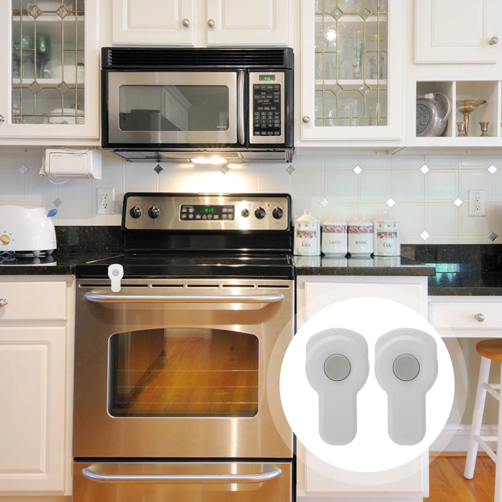 

2pcs White Childproof Oven Lock Safety Door Latch Guard Easy Install Non Damage Plastic Stove Security Locks Protect s