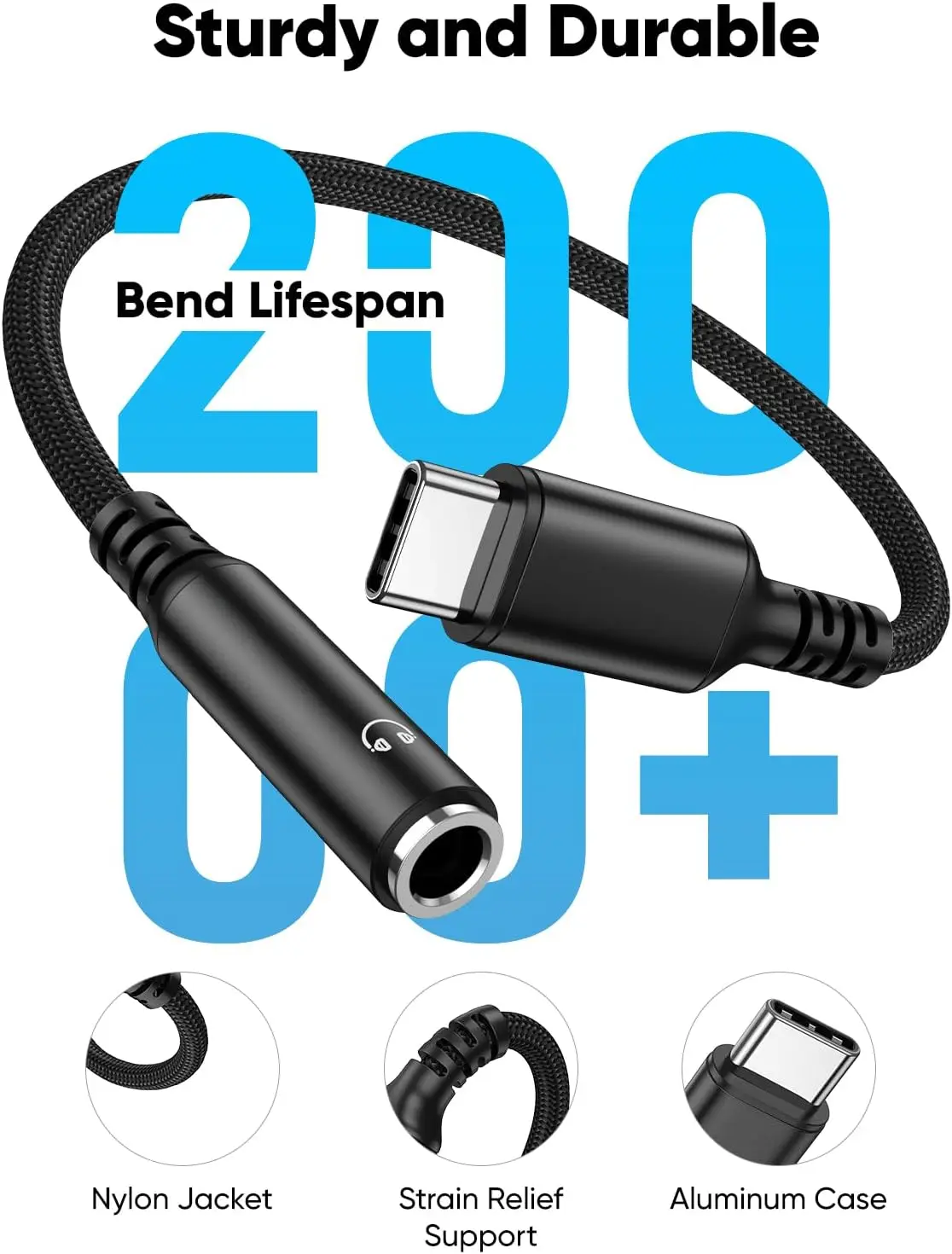 USB C to 3.5mm Headphone Jack Adapter, USB-C to Aux Audio Dongle Cable for Galaxy S23-S21 Ultra, Pixel, iPad Pro, MacBook