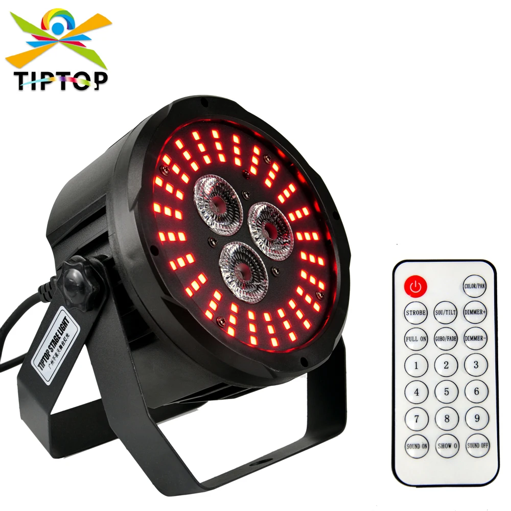 Gigertop New Plastic Flat Led Par Light Combination Colorful 3x18W  LED Par Light with 72pcs 0.5W RGB SMD LEDs  TP-P17B