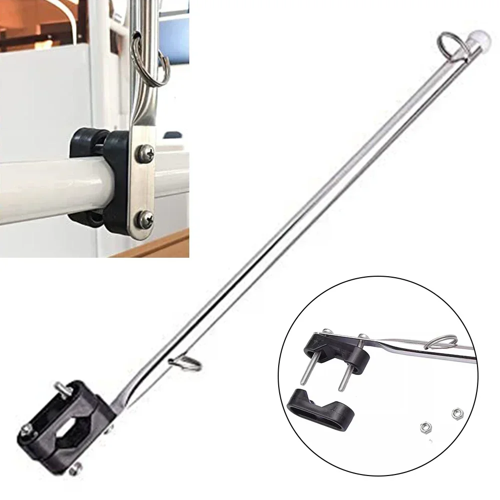 Boat Flag Pole Holder Fit 7/8- 1IN Rail Mount Pontoon/Kayak Stainless Steel Marine Rail Mount Flag Pole For Boat Yacht