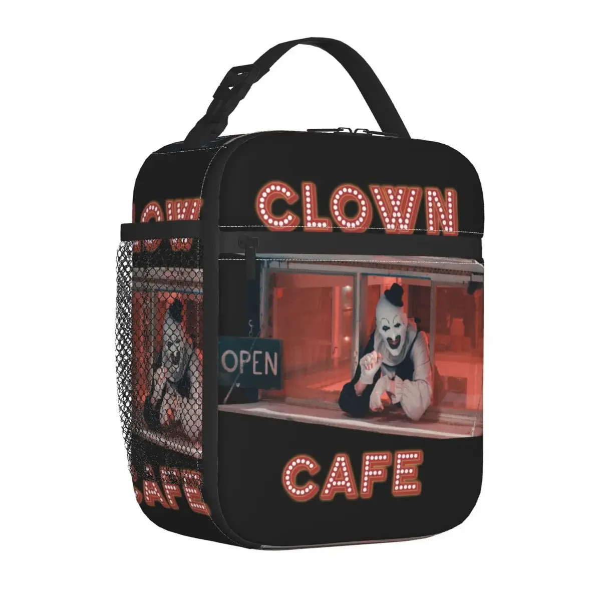 Terrifier 2 Art C-Clowns Cafe Lunch Bag For Child Horror Movie Lunch Box Picnic Insulated Tote Food Bags Oxford Print Cooler Bag