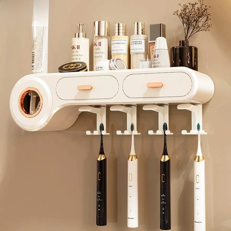 

Batoom Wall-Mounted Toothbru Holder Set Toothbru Cup Ra Non-Piercing Fly Mouthwa Cup Holder elf