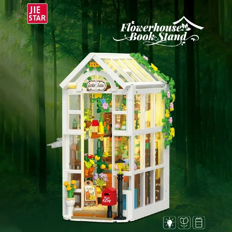 

Конструктор «Садовая оранжерея» со светодиодной подсветкой, набор для сборки, креативная модель-подставка для книг, игрушка для мальчиков, подарок для взрослых и детей, 919 деталей