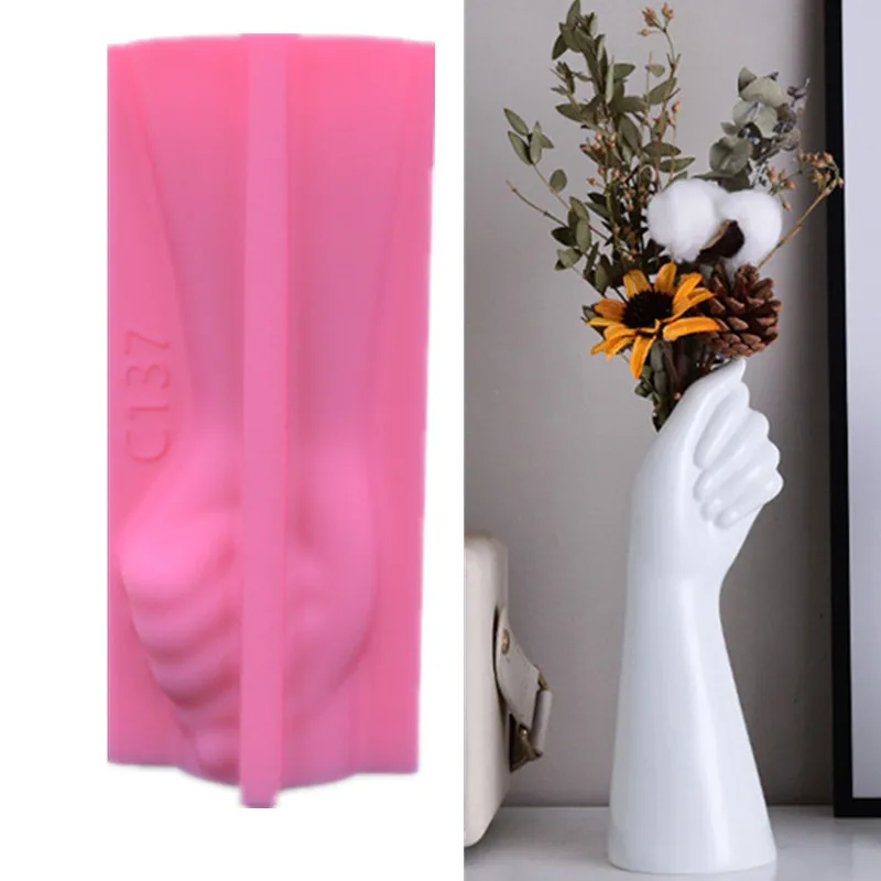 DIY Arm vase epoxy silicone mold hand shape art flowerpot plant concrete gypsum silicone mold Female body art vase mold