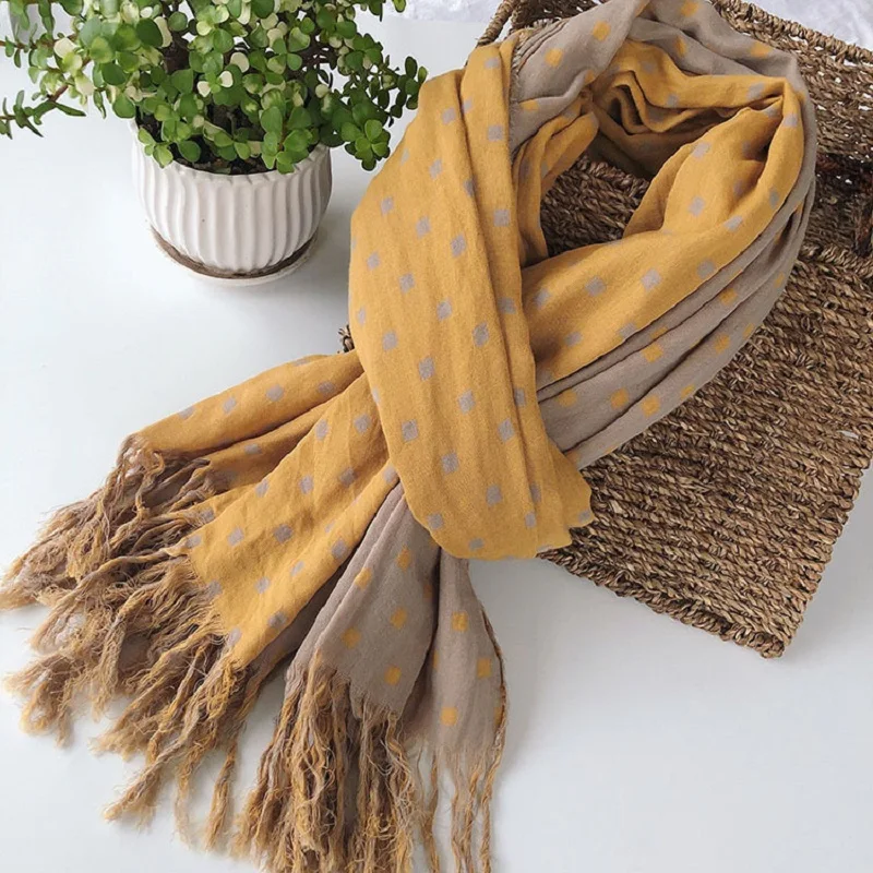 Winter Keepwarm Cotton double-sided Square Patterned Thickened Scarf Shawl