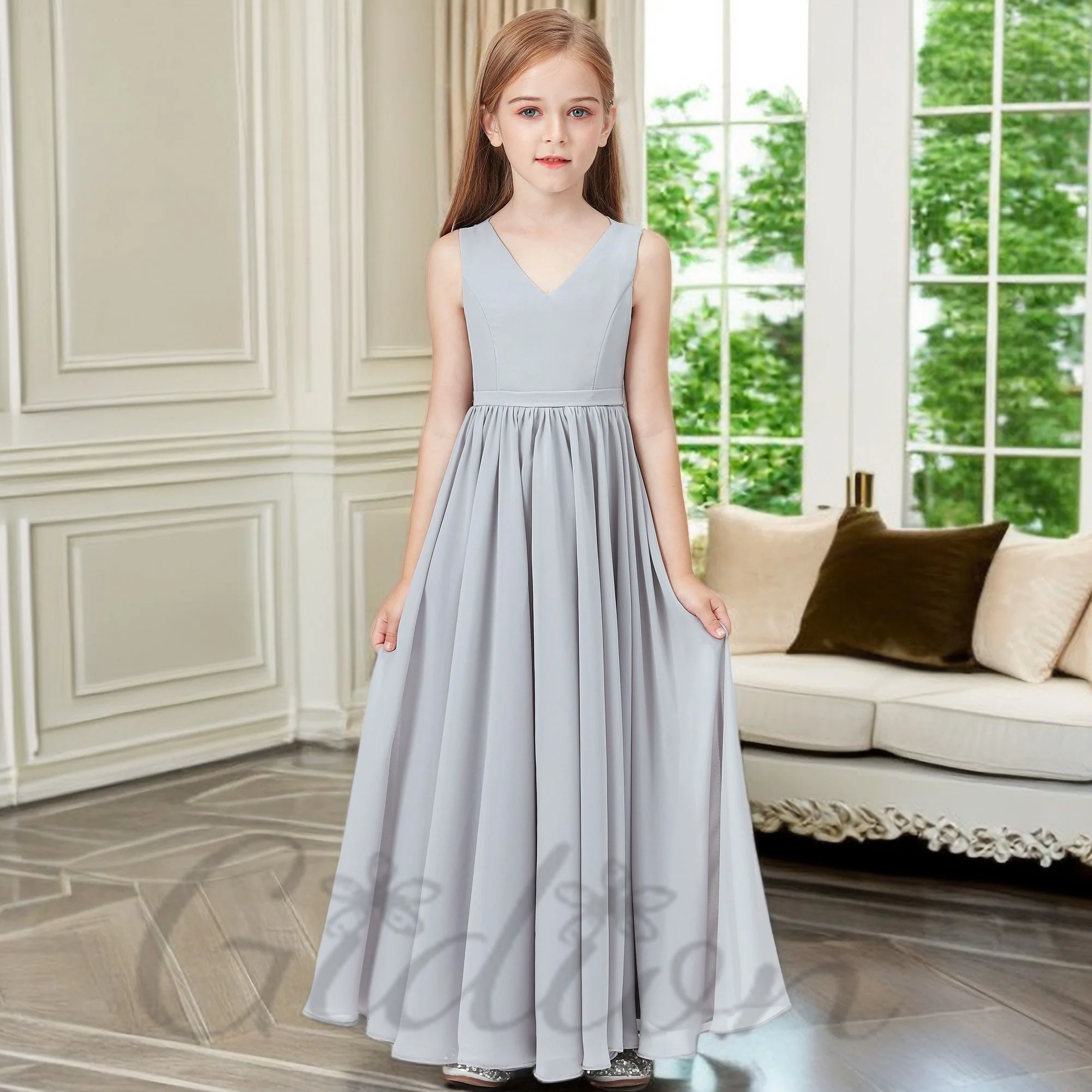 For Children Chiffon Assymetrical Wedding Ball Birthday Evening Party Prom Banquet Any Event Junior Bridesmaid Dress Celebration