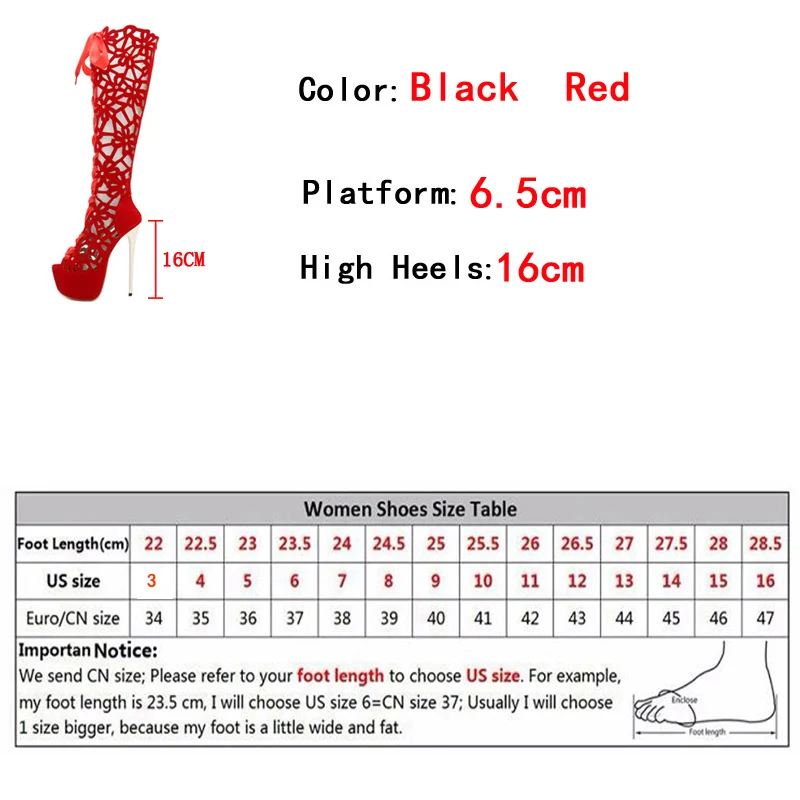 Liyke 16 см ультра тонкий высокий каблук сексуальные Ночные Клубные ажурные Сапоги выше колена женские сандалии с открытым носком на шнуровке