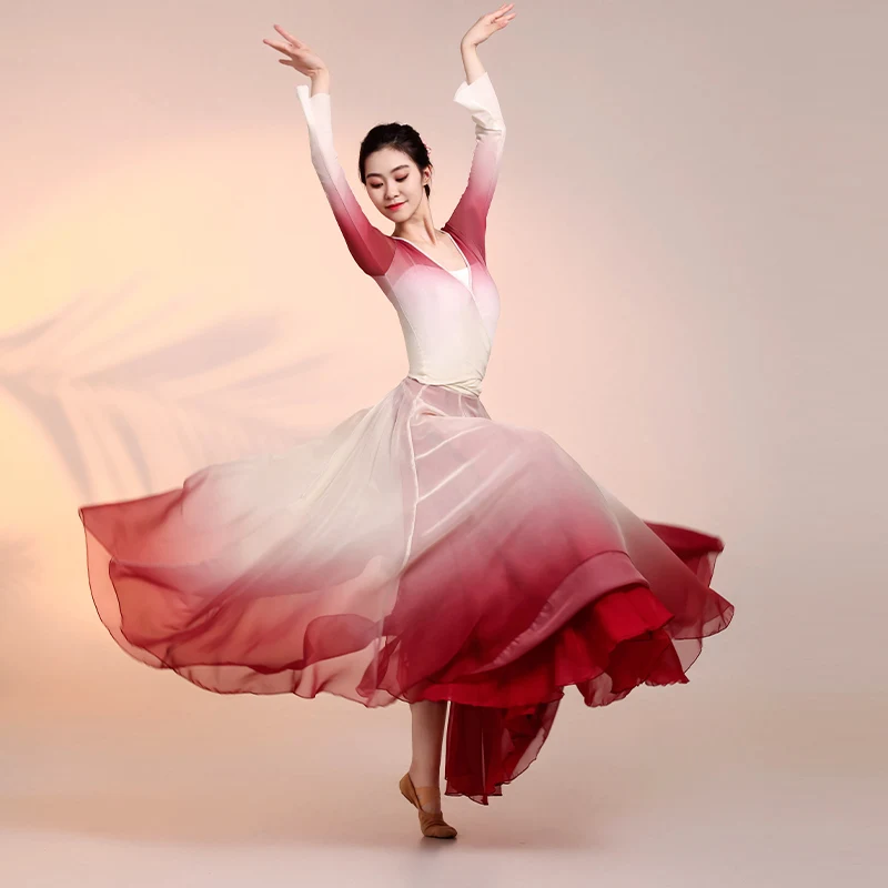 Klasyczna sukienka z gazy do tańca Chiński taniec ludowy Praktyka Występ Starożytne stroje narodowe Scena Dancewear Yangge Clothes