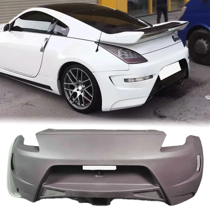 New Design Rear Bumper with Exhaust Cut-Outs for 350Z 2003-2008 Z33 Z34AM High Quality Fiber Glass Bolt-On Includes Bolts