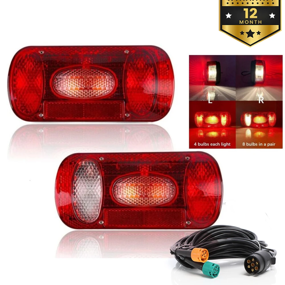 

1 Set 12V 5.5m Cable 7 Pin Plug Wiring Harness Tail Light Rear Stop Brake Signal Lamp Number Plate Reflector Car Truck Trailer