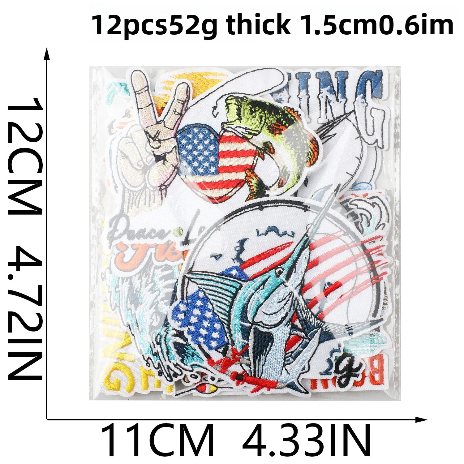 1PCS American Retro Fishing Embroidery Cloth Patches Denim Jacket Backpack Ironing on Floating Wave Decoration Hole Patch Patch