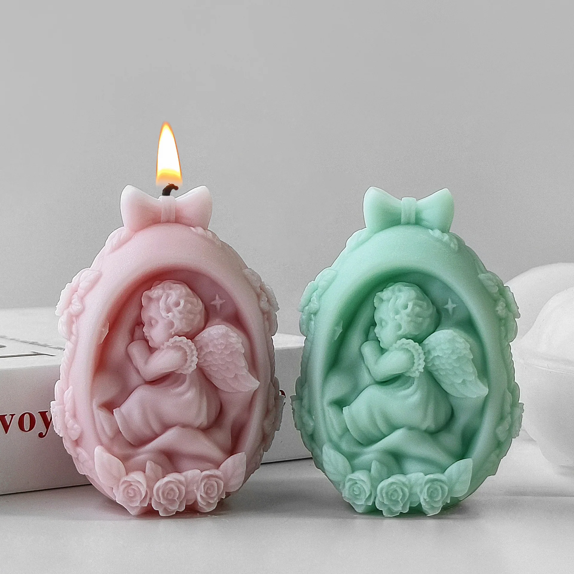 3D Wings Angel Silicone Molds for Scented Candle Rose Flower Egg Easter Day Gypsum Moulds Human Baby Wedding Decor Candle Gifts