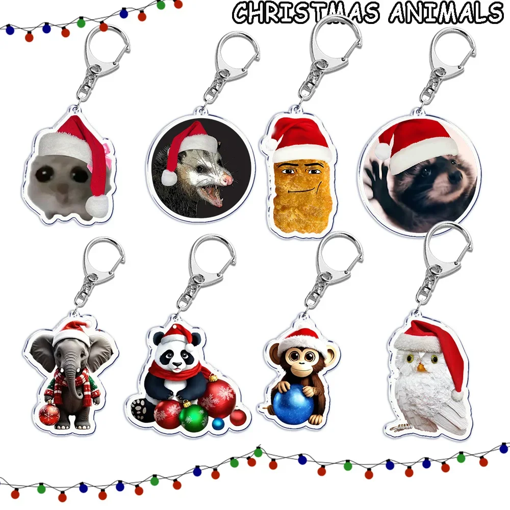 Karácsonyi Komikus Csirke Aranyrög Memetika keychain számára accessor Olvasottság Medál kulcs Futószalag Cirkusz porondja Kulcskarika ékszer Cica Gonosz fráter ajándékok chaveiros