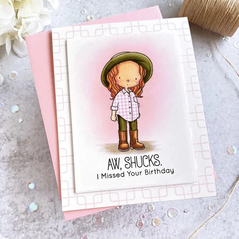 Beautiful Birthday Girl Stamps And Cutting Dies Green Pastures Just Squirrel Stamp Set For DIY Scrapbooking Card Craft Making