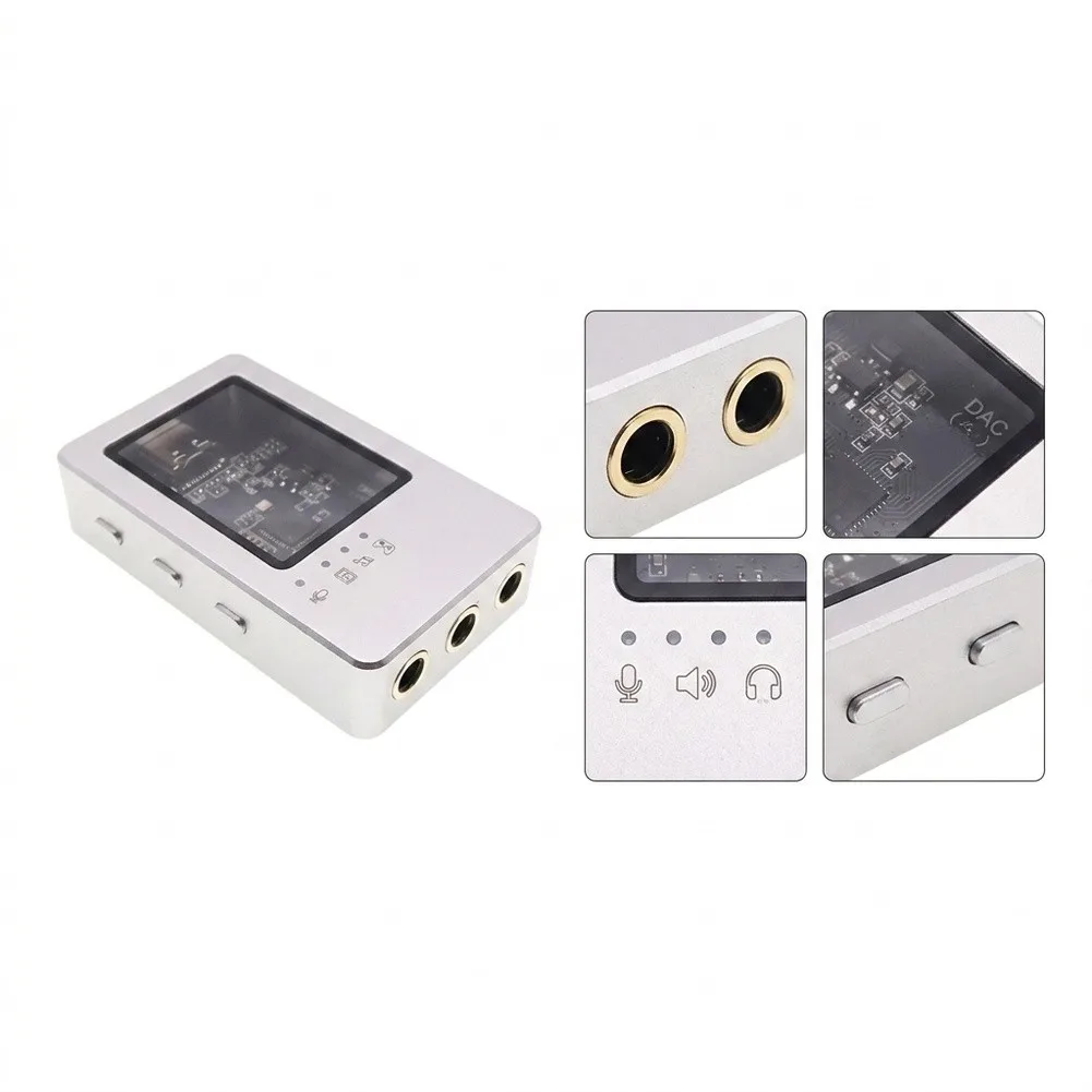 For USB-C to 3.5mm External Sound Card for 7.1 Surround Audio For Gaming Streaming Portable ABS Design 6x4x2cm