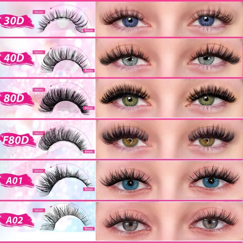 304080D European and American False Eyelashes 10 Rows of Dense Mixed Segmented Eyelashes