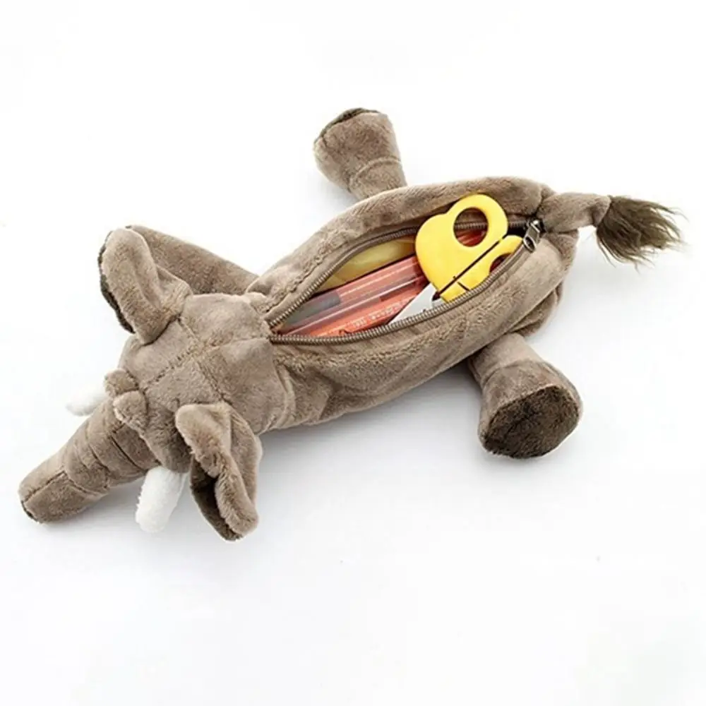Cute Plush Pencil Bags Creative Forest Animal Kawaii Storage Bag Lion Monkey Large Capacity Stationery Case Gift