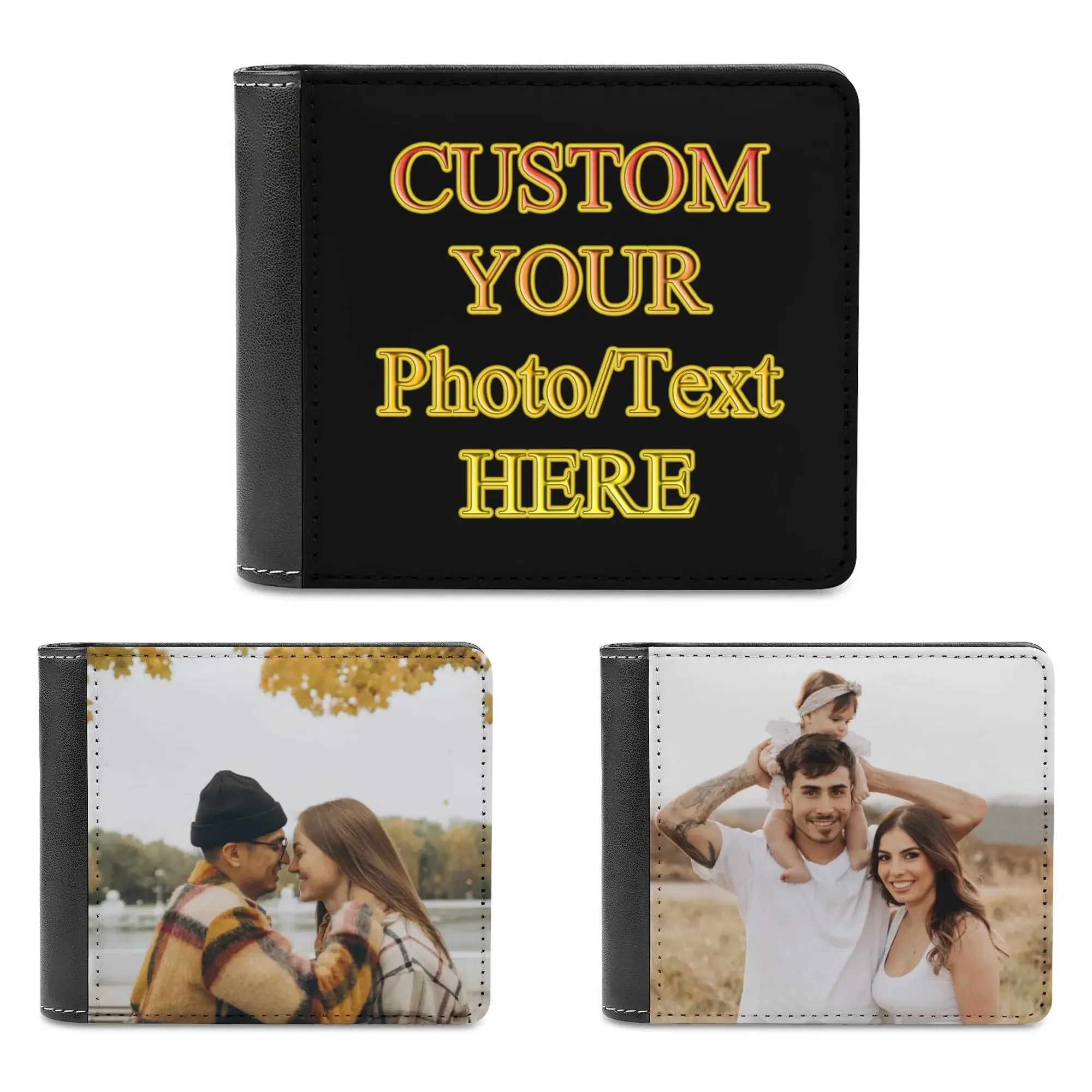 

Custom Leather Wallets for Men Personalized Photo PU Wallet Short Purse Birthday Father's Day Gifts for Dad Husband Boyfriend