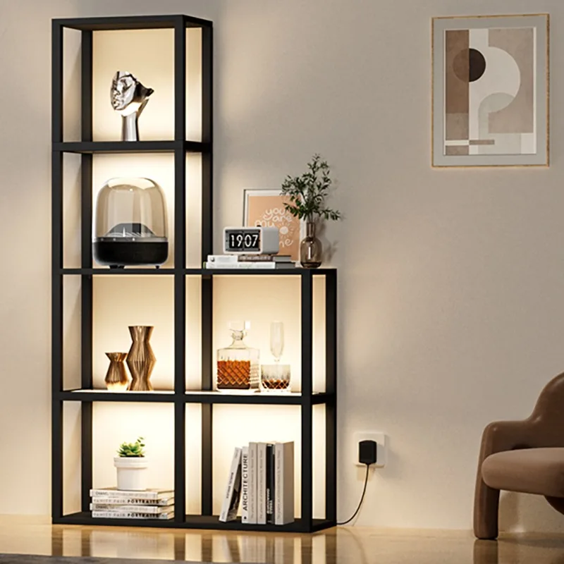

Wooden frame glass floor lamp shelf, lamp remote control shelf, bookshelf