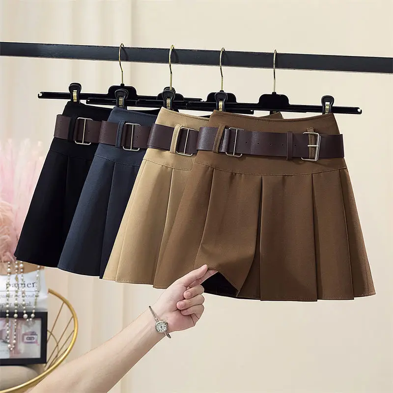 2022 Fashion Women Y2K Vintage Irregular Micro Skirt Crop Patchwork High Waist Sexy Pleated Belted Mini Skirt Streetwear