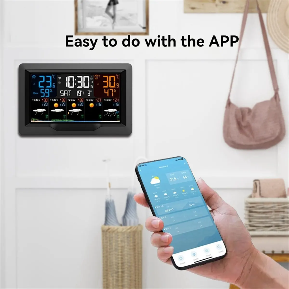 

A22I Tuya WIFI Smart Weather Station Temperature Humidity Meter Weather Forecast Indoor Outdoor Weather Alarm Clock EU Plug