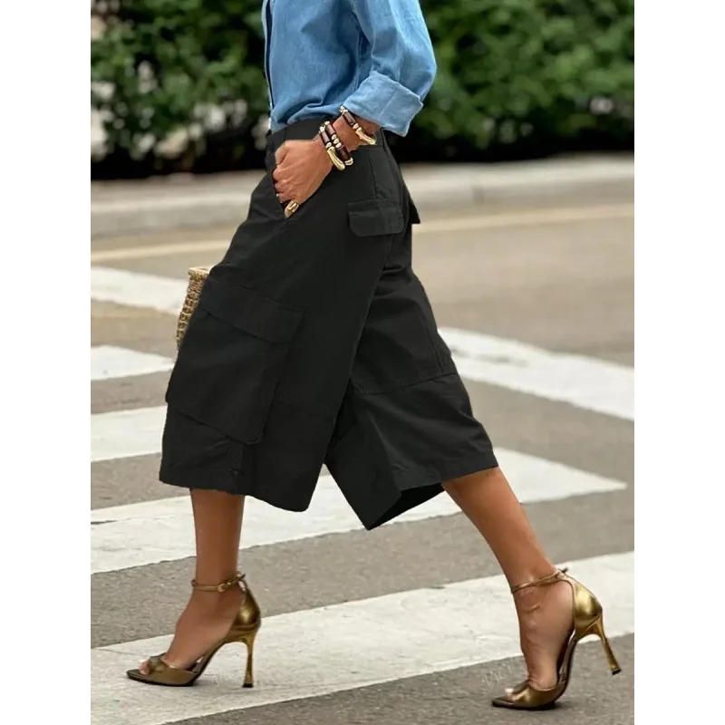 

Neutral Style Cargo Pants with Multiple Pockets Casual Comfortable Workwear for Women Spring Season Other Material 100%