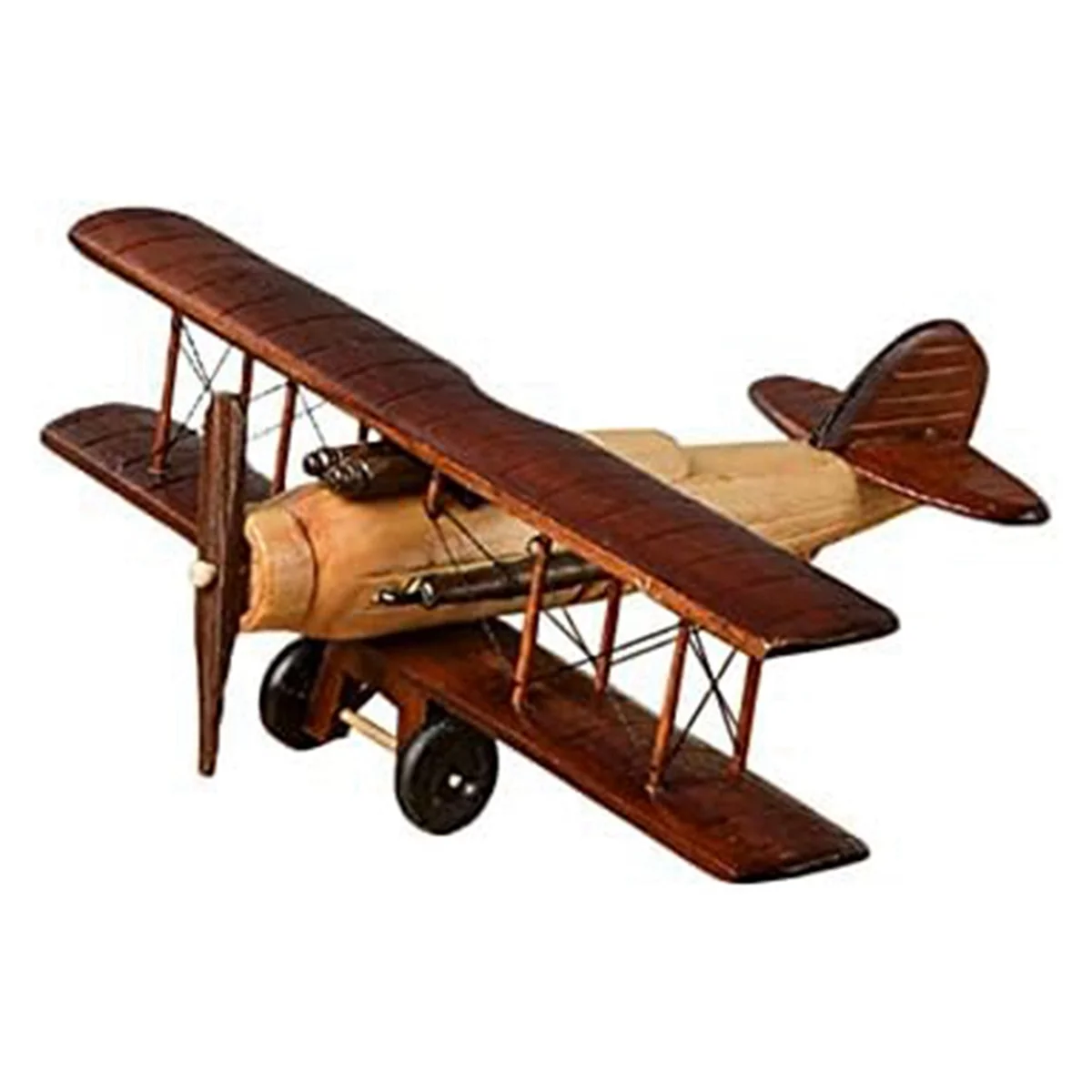 ABRN Retro Aircraft Handicraf Wooden Airplane Model,Vintage Biplane Model Desktop Decoration Photo Props Souvenir Collectible