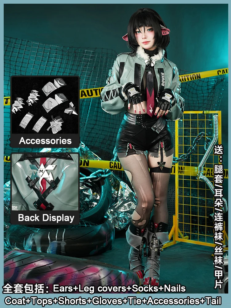 ZENLESS ZERO-Perruque de Cosplay Zone Essence Doe, Veste Queue Oreilles, ixd'Halloween, Carnaval, Costume Py Play, Bottes