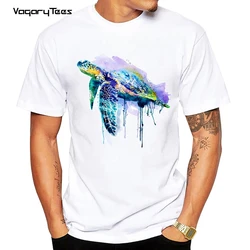 Funny Watercolor animal t shirt For Men Top  T-shirt Casual Tops Streetwear Tee Watercolor Sea Turtle Print men tshirt