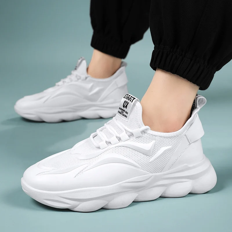 Men's Breathable Mesh Running Trainers With Durable Thick Sole_voghion.com