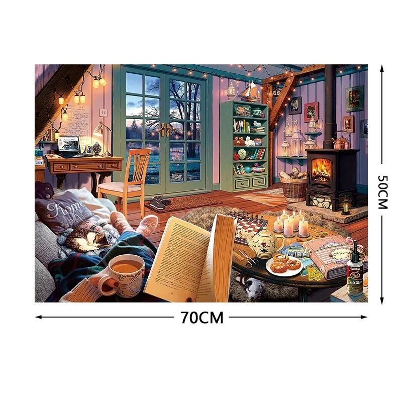 70*50cm Adult Puzzle 1000 Pieces Paper Jigsaw Puzzles The Warm Home Famous Painting Series Learning Education Craft Toys Gifts