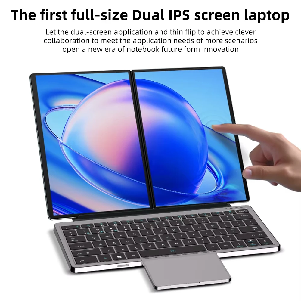 2026 New Dual Screen Laptop 14+14 inch N150 CPU Dual Touch Screen 180 ° Opening DDR5 Office Leisure Entertainment 2-in-1 Mini PC