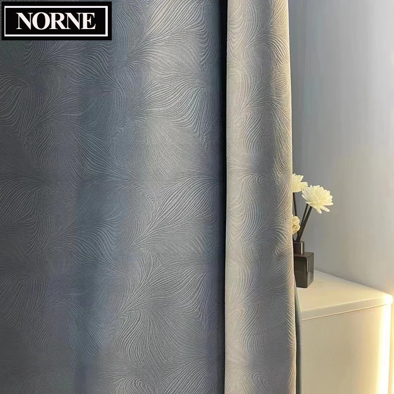 NORNE-Thermal Insulated 100% shading Rate Blackout Curtain,Window Blinds for Living Room,Jacquard Drapes for Bedroom,Custom Made