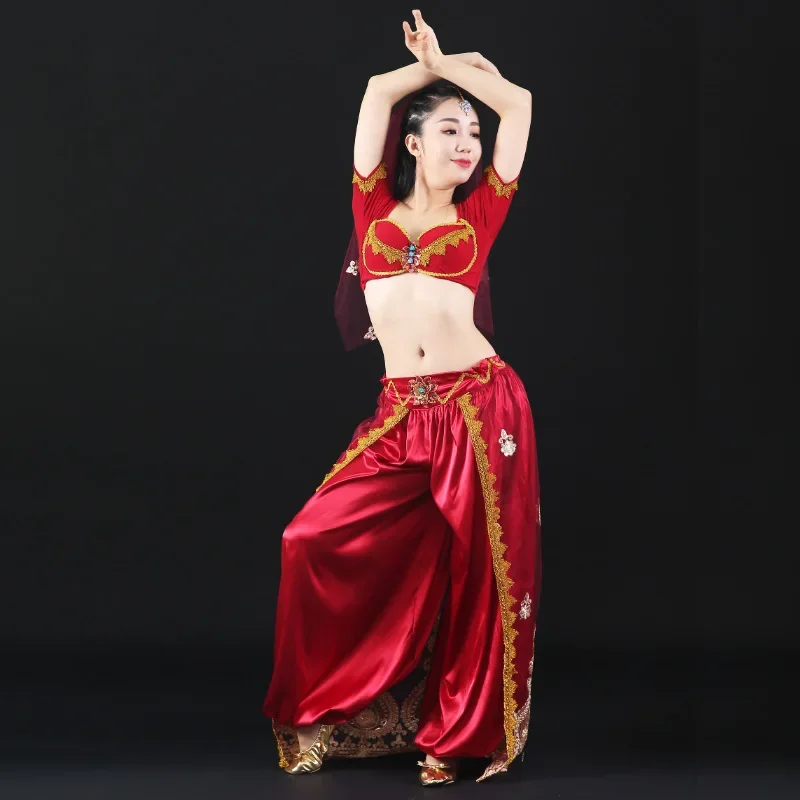 

Women Adult Belly Indian Dance Suit Halloween Festival Carnival Cosplay Costume 2pcs Top and Pants